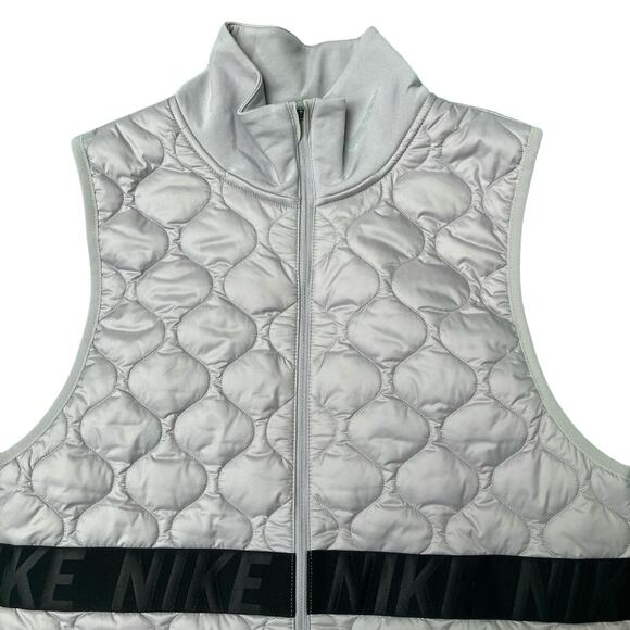 Nike Vest Sz M Aerolayer Puffer Fleece Gray Full Zip Running Athleisure Workout - Picture 6 of 12